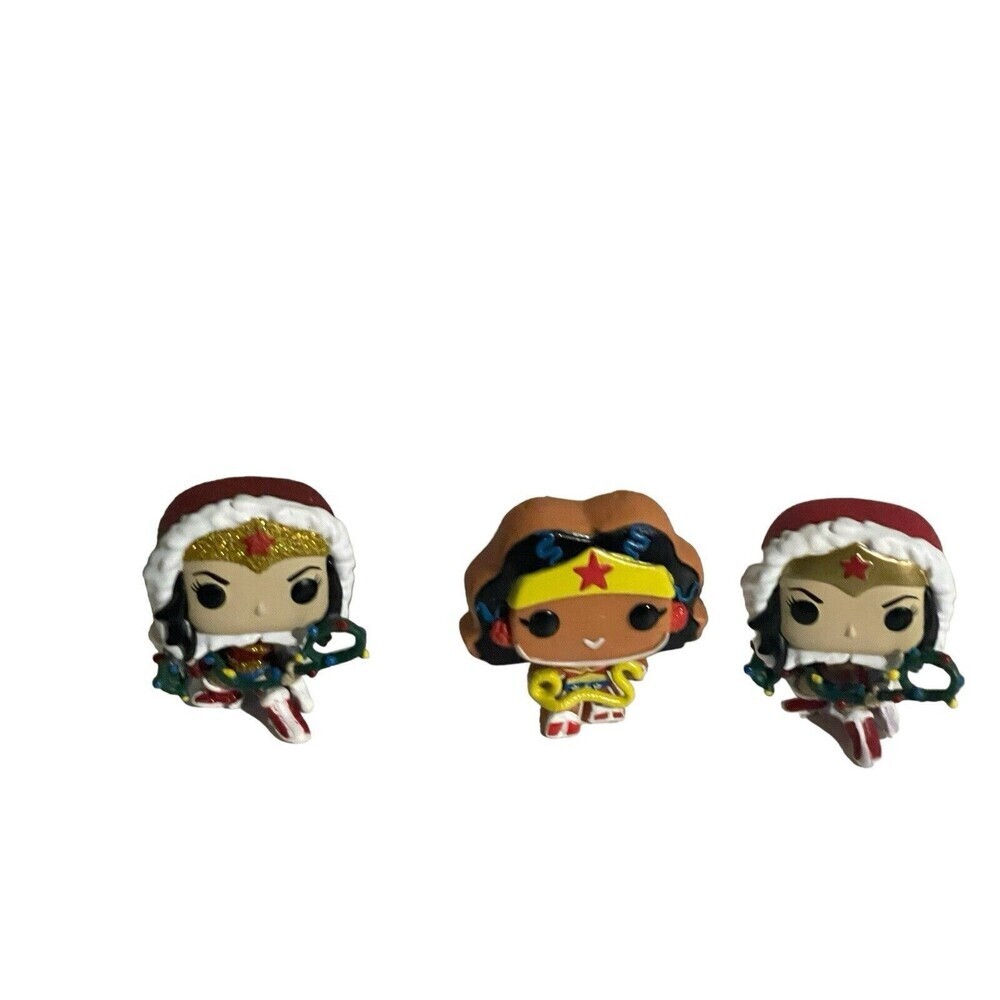 Funko Pocket Pop DC Super Heroes Wonder Woman Set Of 3 Glitter Gingerbread